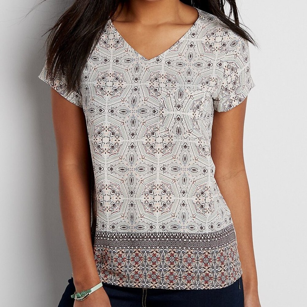 the perfect blouse with zipper back in medallion